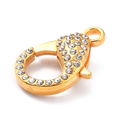 Alloy Rhinestone Lobster Claw Clasps LS-PALLOY-L166-01G-1