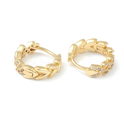 Brass Micro Pave Clear Cubic Zirconia Huggie Hoop Earrings EJEW-L234-029G-1