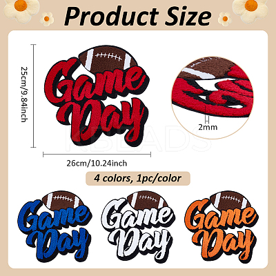 4Pcs 4 Colors Polyester Iron on/Sew On Patches PATC-FG0002-59-1