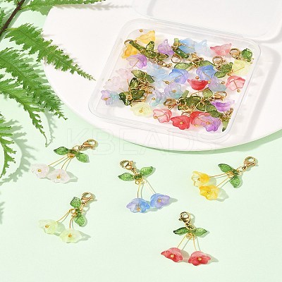 18Pcs 9 Colors Campanula Glass Pendant Decoration HJEW-FS00037-1