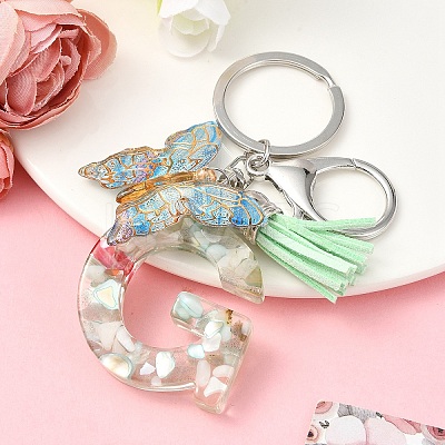 Resin & Acrylic & Faux Suede Tassel Keychain KEYC-YW00126-07-1