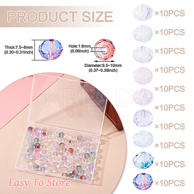 90Pcs 9 Colors Baking Paint Transparent Glass Beads GLAA-TA0003-33-1