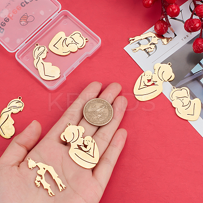 8Pcs 4 Style Rack Plating 304 Stainless Steel Pendants FIND-BBC0001-38-1