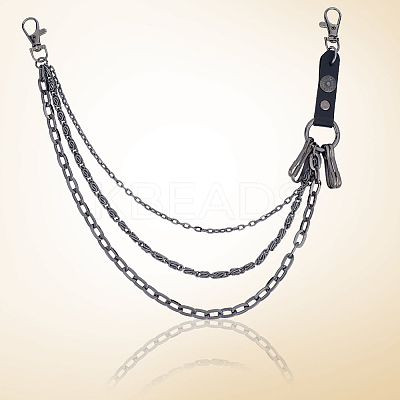 1Pc Alloy 3 Layer Chain Belts for Pants AJEW-GF0011-93C-1