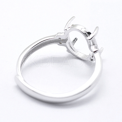 Anti-Tarnish Rhodium Plated 925 Sterling Silver Finger Ring Components STER-G027-05P-1