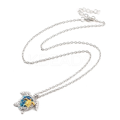 Aquamarine Rhinestone Sea Turtles Pendant Necklace for Women LS-NJEW-I113-02G-1