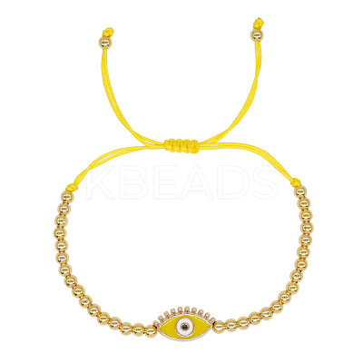 Alloy Round & Evil Eye Braided Bead Bracelets TG4711-9-1