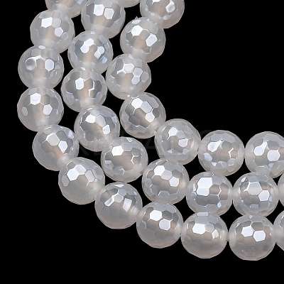 Electroplated Natural Agate Beads Strands G-B191-A07-6mm-20-1