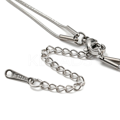 Non-Tarnish 304 Stainless Steel Round Snake Chains Double Layer Necklaces LS-BJEW-K257-03P-1