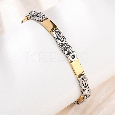 304 Stainless Steel Rectangle Link
Chain & Byzantine Chains Bracelets for Women Men BJEW-F527-08B-GP-1