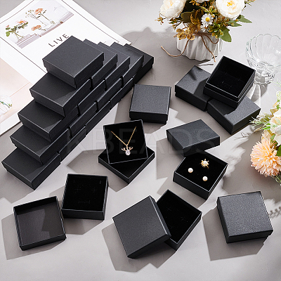 Square Kraft Paper Necklace Earring Storage Gift Boxes CON-WH0095-88A-1