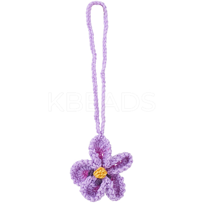 Handmade Polyester Flower Pendant Decorations HJEW-WH20020-011A-1