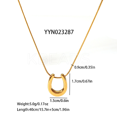 Stylish 304 Stainless Steel U-shaped Horseshoe Pendant Round Snake Chain Necklaces for Women LS-LH2412-1