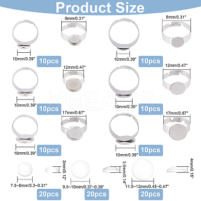 DIY Blank Dome Adjustable Ring Making Kit STAS-DC0010-83-1