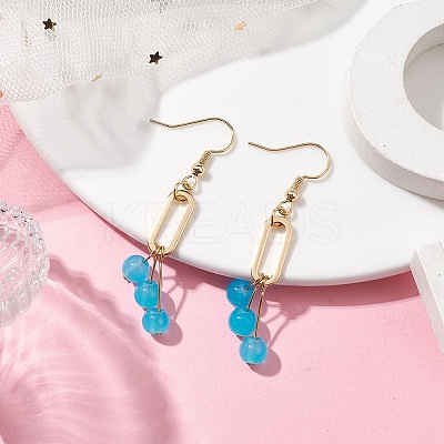 Imitation Jade Glass Dangle Earrings EJEW-JE05924-02-1