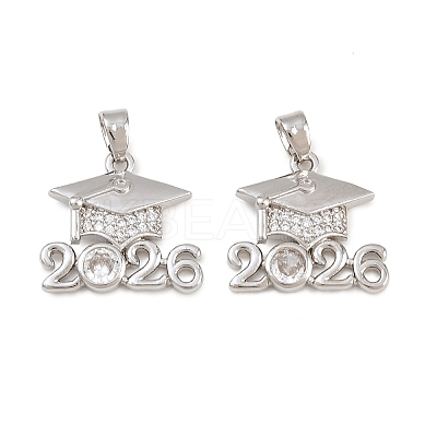 Brass Micro Pave Clear Cubic Zirconia Pendants KK-D223-01P-1