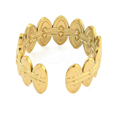 304 Stainless Steel Oval Open Cuff Ring for Women RJEW-S406-01G-03-1