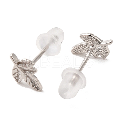 Anti-Tarnish Rhodium Plated Sterling Silver Stud Earrings for Women EJEW-D106-02P-1