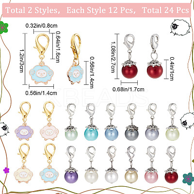 12Pcs Alloy Enamel Sheep Pendant Decorations HJEW-SC0001-22-1