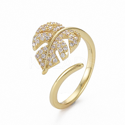 Brass Micro Pave Clear Cubic Zirconia Cuff Rings X-RJEW-Q164-014-NF-1