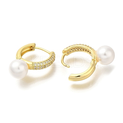 Ring Rack Round Plating Brass Micro Pave Clear Cubic Zirconia Hoop Earrrings EJEW-L097-17G-1