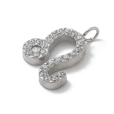 304 Stainless Steel Micro Pave Cubic Zirconia Charms STAS-Z107-09P-09-1
