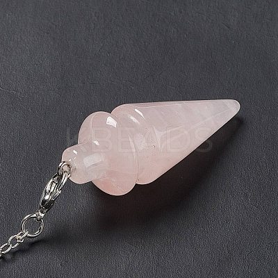 Natural Rose Quartz Pointed Dowsing Pendulums AJEW-B020-01P-08-1