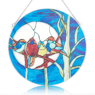 Four Birds Acrylic Suncatchers AJEW-WH0258-459-1