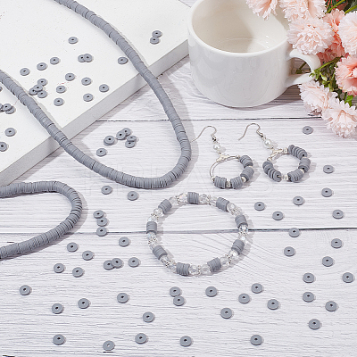 Flat Round Handmade Polymer Clay Beads CLAY-SC0001-61-1