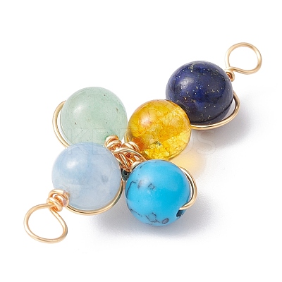 Mixed Gemstone Connector Charms PALLOY-JF02224-02-1