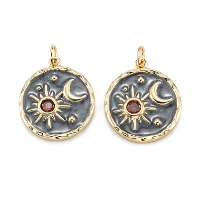 Brass Micro Pave Cubic Zirconia Pendants ZIRC-A020-06G-1
