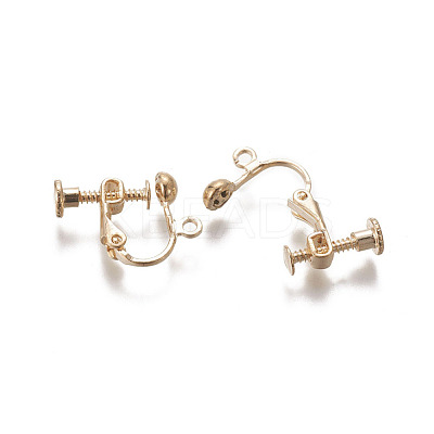 Rack Plated Brass Screw Clip-on Earring Findings X-KK-P169-04KCG-1