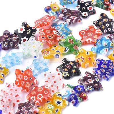 Star Handmade Millefiori Glass Beads Strands LK-R004-78-1