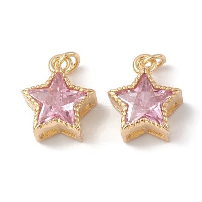 Rack Plating Brass with Cubic Zirconia Charms KK-G452-14G-1