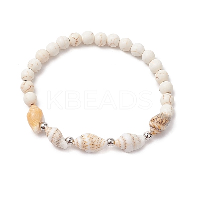 Synthetic Magnesite Beaded Stretch Bracelets for Women Men BJEW-TA00581-01-1