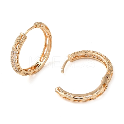 Brass Cubic Zirconia Hoop Earrings for Women EJEW-M238-11KCG-1
