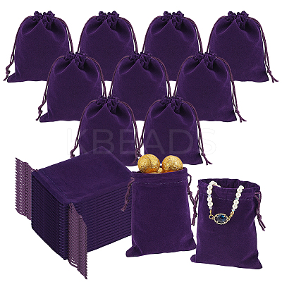 30Pcs Rectangle Velvet Drawstring Pouches TP-NB0001-61B-1