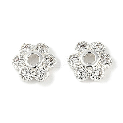 Brass Micro Pave Clear Cubic Zirconia Bead Caps KK-I719-07S-1