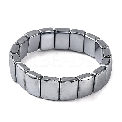 Rectangle Terahertz Stone Beaded Stretch Bracelets for Women Men BJEW-H590-05A-1