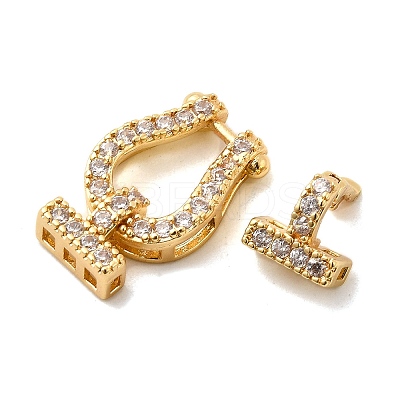 Brass Micro Pave Clear Cubic Zirconia Fold Over Clasps KK-C075-31G-1