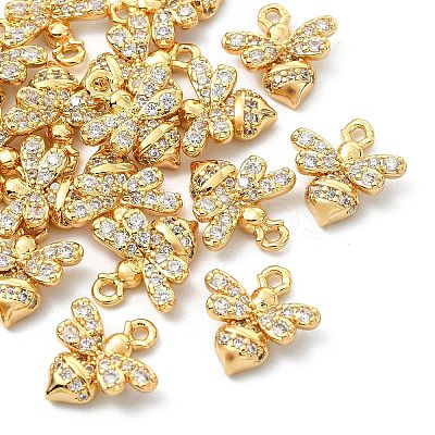 SHEGRACE Brass Micro Pave Cubic Zirconia Bees Charms XGR0165G-110G-1