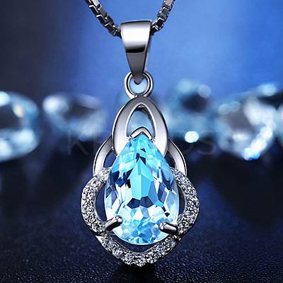 Exquisite Teardrop Brass Cubic Zirconia Pendant ZIRC-EE0001-001P-1