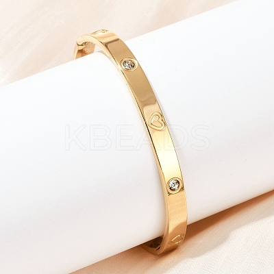 201 Stainless Steel with Rhinestone Bangles for Women X-BJEW-B138-04G-1