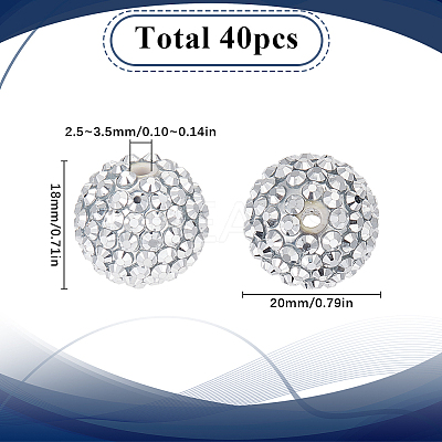 40Pcs Resin Rhinestone Beads RESI-SC0003-14C-1