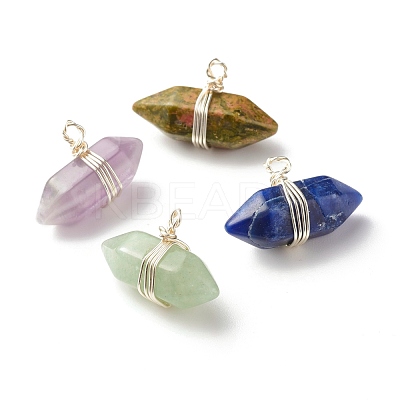 Natural & Synthetic Mixed Stone Double Terminated Pointed Pendants PALLOY-JF01247-02-1