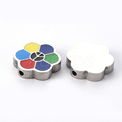 304 Stainless Steel Enamel Beads STAS-T052-14P-1