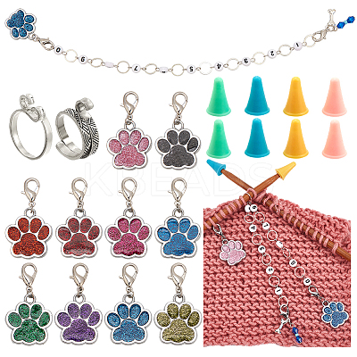 Dog Paw Print DIY Knitting Tool Sets HJEW-NB00075-1