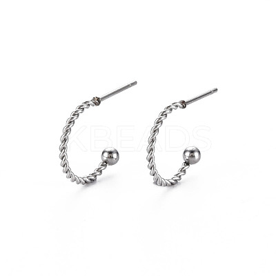 Non-Tarnish 304 Stainless Steel C-shape Stud Earrings EJEW-N016-013-NR-1