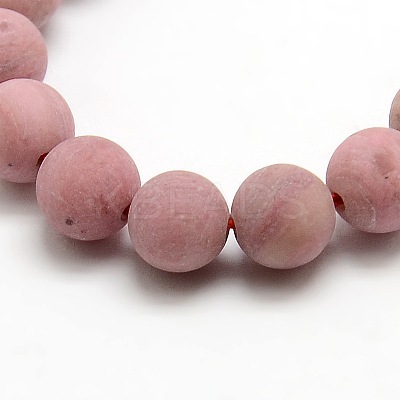 Natural Frosted Rhodonite Round Bead Strands G-M064-4mm-04-1