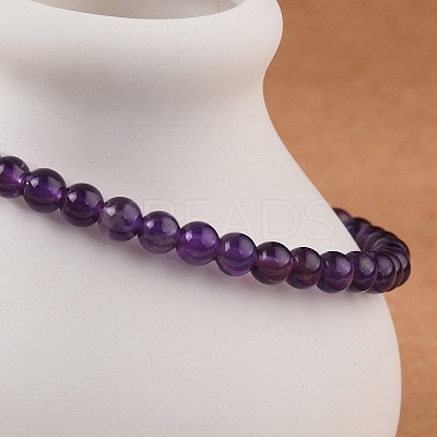 Natural Amethyst Round Bead Stretch Bracelets X-BJEW-L594-B08-1